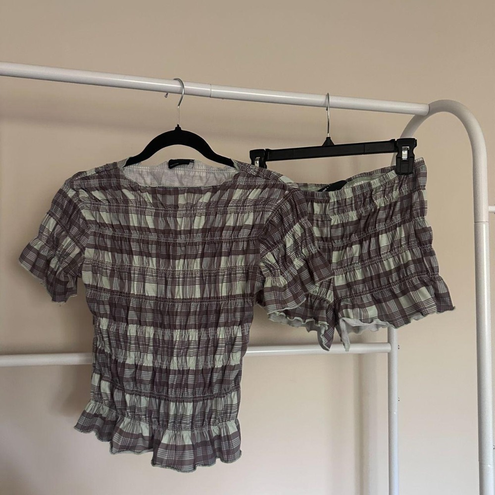 ASOS Design Plaid Top + Micro Shorts Set
